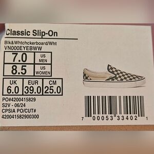 Vans Women's Classic Slip-On Checkerboard Shoes - Black and White